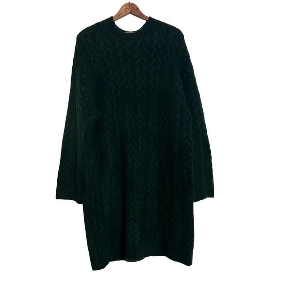 ASOS Cable Knit Long Sleeve Pullover Tunic Sweater Dress Emerald Green Size 12 - Picture 1 of 7